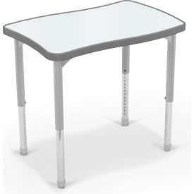 Hierarchy Creator Rectangle Desk, Porcelain Steel Top, Platinum Legs, Charcoal view 2