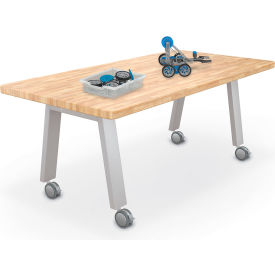 MooreCo 6030 Compass Makerspace Table 30"L x 60"W x 29-5/8"H Butcher Block Top 