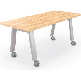 MooreCo 7230 Compass Makerspace Table 30"L x 72"W x 29-5/8"H Butcher Block Top 