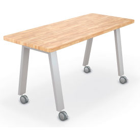 MooreCo 7230 Compass Makerspace Table 30"L x 72"W x 36-5/8"H Butcher Block Top 