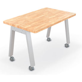 MooreCo 6036 Compass Makerspace Table 36"L x 60"W x 36-5/8"H Butcher Block Top 