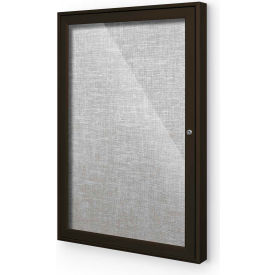Balt 94PC1-I-56 Balt® Indoor Enclosed Bulletin Board Cabinet,1-Door 36"W x 36"H, Coffee Trim, Platinum image.