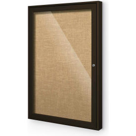 Balt 94PCB-I-01 Balt® Indoor Enclosed Bulletin Board - 1 Door - Cork - Coffee Aluminum Frame - 24"W x 36"H image.