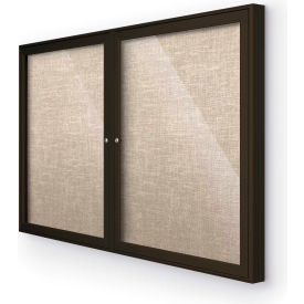 Balt 94PCC-I-46 Balt® Indoor Enclosed Bulletin Board Cabinet, 46"W x 34"H, Coffee Trim, Cotton image.