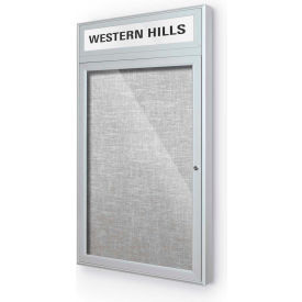 Balt 94PSA-O-56 Balt® Outdoor Enclosed Bulletin Board Cabinet,1-Door 18"W x 24"H, Silver Trim, Platinum image.
