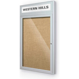 Balt 94PSA-O-57 Balt® Outdoor Enclosed Bulletin Board Cabinet,1-Door 18"W x 24"H, Silver Trim, Natural image.