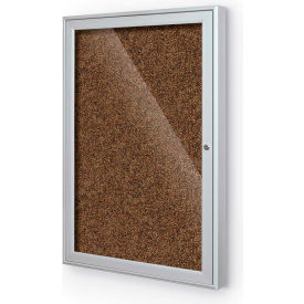 Balt 94PSB-I-95 Balt® Enclosed Bulletin Board - 1 Door - Tan Rubber - Silver Aluminum Frame - 24"W x 36"H image.