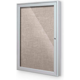 Balt 94PSB-O-44 Balt® Outdoor Enclosed Bulletin Board Cabinet,1-Door 24"W x 36"H, Silver Trim, Gray image.