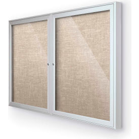 Balt 94PSC-O-46 Balt® Outdoor Enclosed Bulletin Board Cabinet,2-Door 48"W x 36"H, Silver Trim, Cotton image.