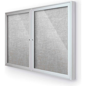 Balt 94PSE-I-56 Balt® Indoor Enclosed Bulletin Board Cabinet,2-Door 60"W x 36"H, Silver Trim, Platinum image.