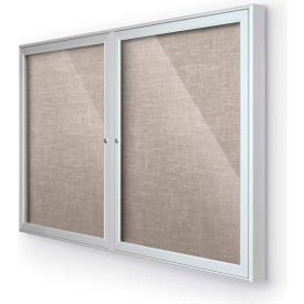 Balt 94PSE-O-44 Balt® Outdoor Enclosed Bulletin Board Cabinet,2-Door 60"W x 36"H, Silver Trim, Gray image.