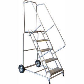 10 Step 18""W Aluminum Wheelbarrow Ladder - Heavy Duty Serrated Grating - ALWB10G