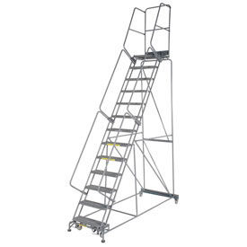 Grip 24""W 13 Step Steel Rolling Ladder 21""D Top Step W/Cal OSHA Handrail