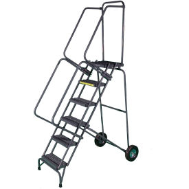 12 Step Steel Fold-N-Store Rolling Ladder Expanded Tread - FAWL-12X