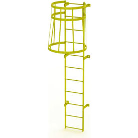 Ballymore 12 Step Steel Caged Fixed Access Ladder Yellow 