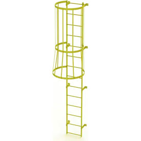 Ballymore 14 Step Steel Caged Fixed Access Ladder Yellow 