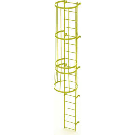 Ballymore 18 Step Steel Caged Fixed Access Ladder Yellow 