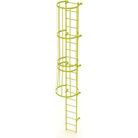 Ballymore 19 Step Steel Caged Fixed Access Ladder Yellow 