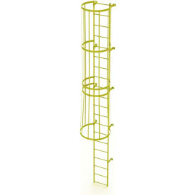 Ballymore 20 Step Steel Caged Fixed Access Ladder Yellow 