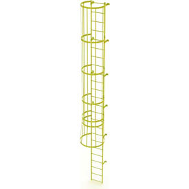 Ballymore 24 Step Steel Caged Fixed Access Ladder Yellow 