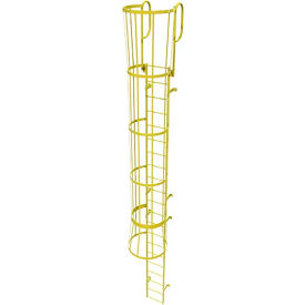 Ballymore 21 Step Steel Caged Walk Through Fixed Access Ladder Yellow