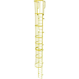 Ballymore 26 Step Steel Caged Walk Through Fixed Access Ladder Yellow