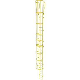 Ballymore 29 Step Steel Caged Walk Through Fixed Access Ladder Yellow