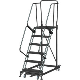 6 Step Extra Heavy Duty Steel Rolling Safety Ladder - Expanded Metal Tread - ML063221X