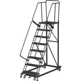 Ballymore Co Inc ML083221X 8 Step Extra Heavy Duty Steel Rolling Safety Ladder - Expanded Metal Tread - ML083221X image.