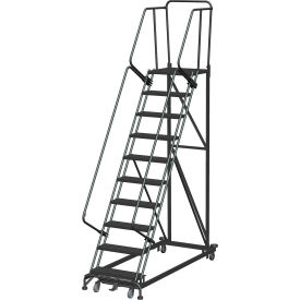 Ballymore Co Inc ML103221P 10 Step Extra Heavy Duty Steel Rolling Safety Ladder - Perforated Tread - ML103221P image.