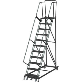 11 Step Extra Heavy Duty Steel Rolling Safety Ladder - Heavy Duty Serrated Grating - ML113221G