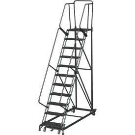 11 Step Extra Heavy Duty Steel Rolling Safety Ladder - Perforated Tread - ML113221P