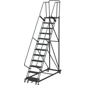 Ballymore Co Inc ML123221G 12 Step Extra Heavy Duty Steel Rolling Safety Ladder - Heavy Duty Serrated Grating - ML123221G image.