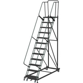 13 Step Extra Heavy Duty Steel Rolling Safety Ladder - Heavy Duty Serrated Grating - ML134021G