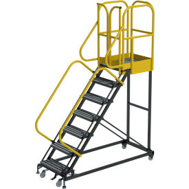Ballymore ProLine 7 Step Extra Heavy Duty Rolling Safety Ladder Serrated 1000 lb. Capacity 