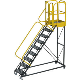 Ballymore ProLine 9 Step Extra Heavy Duty Rolling Safety Ladder Serrated 1000 lb. Capacity 