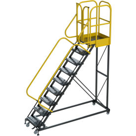 Ballymore ProLine 9 Step Extra Heavy Duty Rolling Safety Ladder Perforated 1000 lb. Capacity 