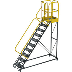 Ballymore ProLine 10 Step Extra Heavy Duty Rolling Safety Ladder Serrated 1000 lb. Capacity 