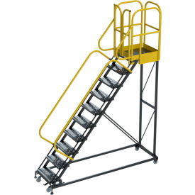 Ballymore ProLine 10 Step Extra Heavy Duty Rolling Safety Ladder Perforated 1000 lb. Capacity 