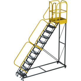 Ballymore ProLine 11 Step Extra Heavy Duty Rolling Safety Ladder Perforated 1000 lb. Capacity 
