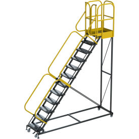 Ballymore ProLine 12 Step Extra Heavy Duty Rolling Safety Ladder Perforated 1000 lb. Capacity 