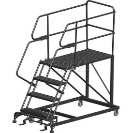 4 Step Heavy Duty Steel Mobile Work Platform W/ Handrails - 24 4 Step Heavy Duty Steel Mobile Work Platform W/ Handrails - 24