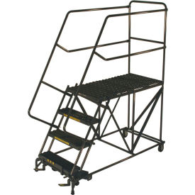 3 Step Stairway Slope Work Platform W/ Handrails - 24"" x 36"" Platform - SW SEP3-2436