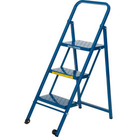3 Step Thin Line Folding Step Ladder, 300 lb. Capacity, Blue - TL318