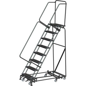 6 Step Steel All-Directional Safety Rolling Ladder Weight Actuated Lock 16"" Serr. Step-WA-AD-062414G