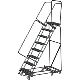10 Step Steel All-Directional Safety Rolling Ladder Weight Actuated Lock 24"" Ser. Step-WA-AD-103214G