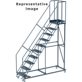 Ballymore Work Titan 8 Step Heavy Duty Rolling Ladder Perforated 800 lb. Capacity 