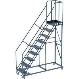 Ballymore Work Titan 9 Step Heavy Duty Rolling Ladder Perforated 800 lb. Capacity 