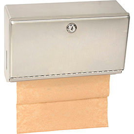 Bobrick Washroom Equipment, Inc 26212 Bobrick® ClassicSeries™ Horizontal Folded Paper Towel Dispenser W/Tumbler Lock, Stainless image.