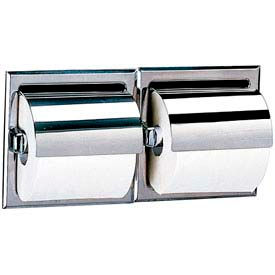Bobrick Washroom Equipment, Inc B6997 Bobrick® 600 Series Recessed Double Tissue Dispenser w/ Hoods - Satin - B6997 image.